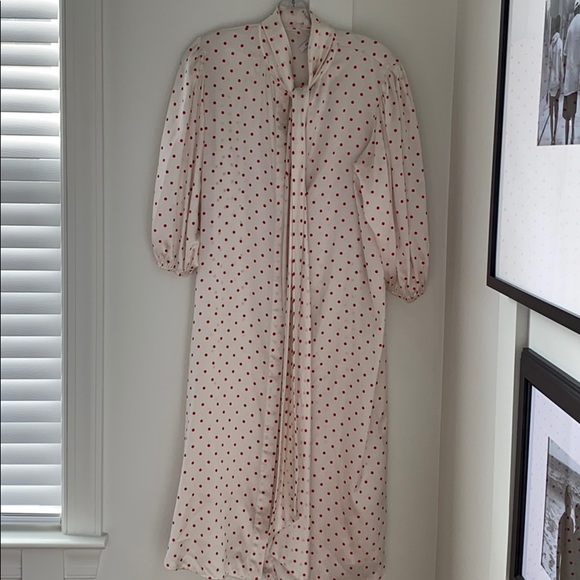 NWT Ganni Pussy-bow polkadot Stretch Silk dress 10 - Picture 11 of 12